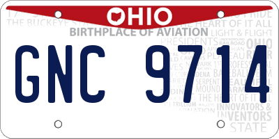 OH license plate GNC9714