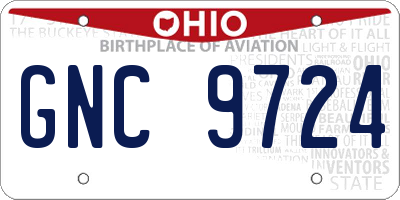 OH license plate GNC9724