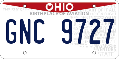 OH license plate GNC9727
