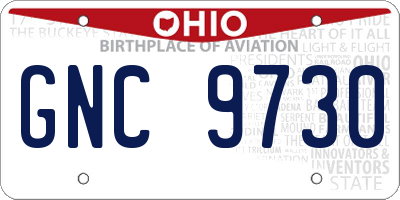 OH license plate GNC9730