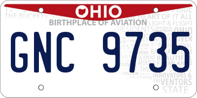 OH license plate GNC9735