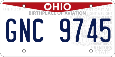 OH license plate GNC9745