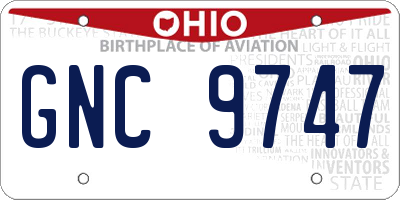 OH license plate GNC9747