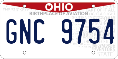 OH license plate GNC9754