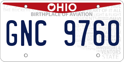 OH license plate GNC9760