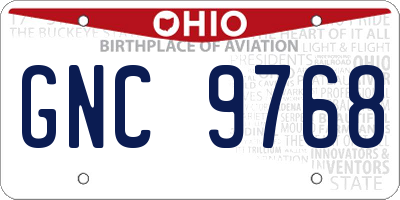 OH license plate GNC9768