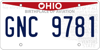 OH license plate GNC9781