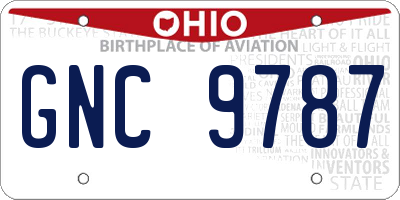OH license plate GNC9787