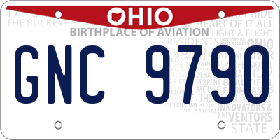 OH license plate GNC9790
