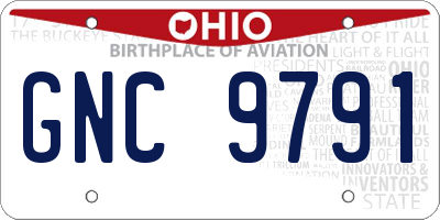 OH license plate GNC9791