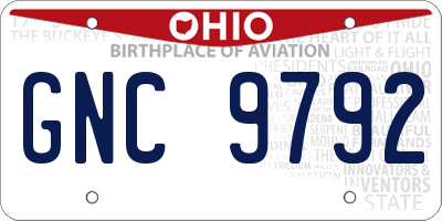 OH license plate GNC9792