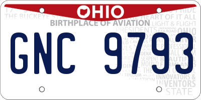 OH license plate GNC9793