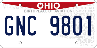 OH license plate GNC9801