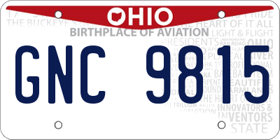 OH license plate GNC9815