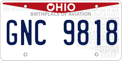 OH license plate GNC9818