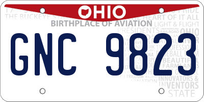 OH license plate GNC9823