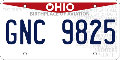 OH license plate GNC9825