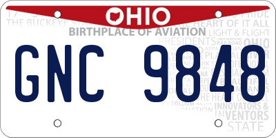 OH license plate GNC9848