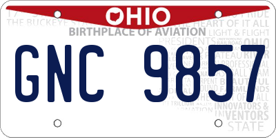 OH license plate GNC9857