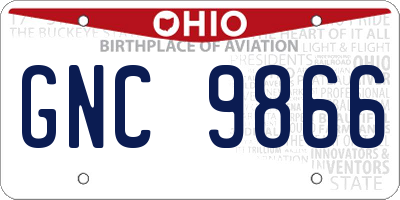 OH license plate GNC9866
