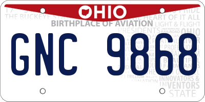 OH license plate GNC9868