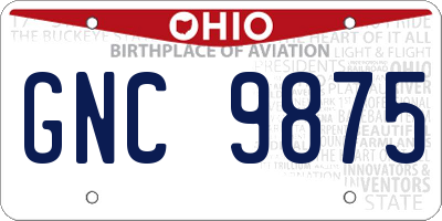 OH license plate GNC9875