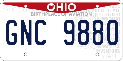 OH license plate GNC9880