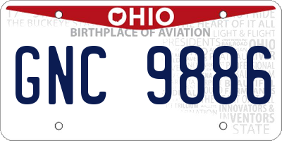 OH license plate GNC9886