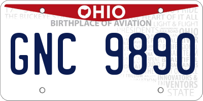 OH license plate GNC9890