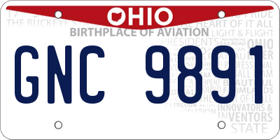 OH license plate GNC9891