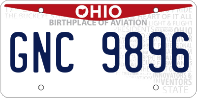 OH license plate GNC9896