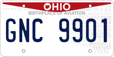 OH license plate GNC9901