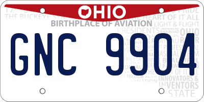 OH license plate GNC9904