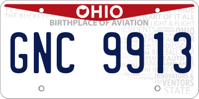 OH license plate GNC9913