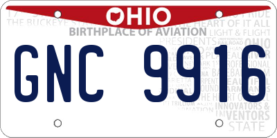OH license plate GNC9916