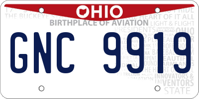OH license plate GNC9919