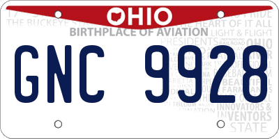 OH license plate GNC9928