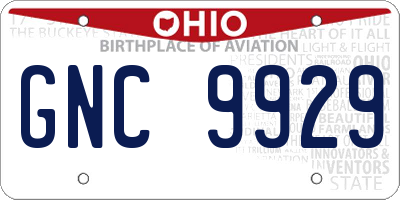OH license plate GNC9929