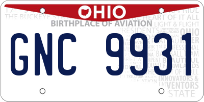 OH license plate GNC9931