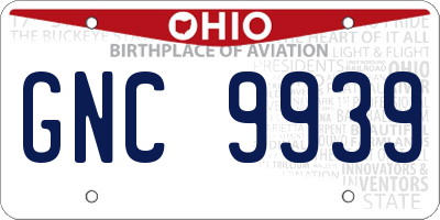 OH license plate GNC9939