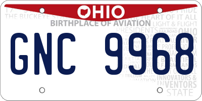 OH license plate GNC9968