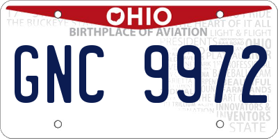 OH license plate GNC9972