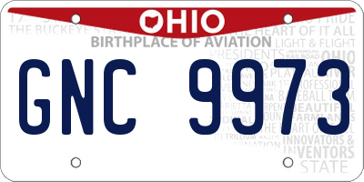 OH license plate GNC9973