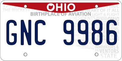 OH license plate GNC9986