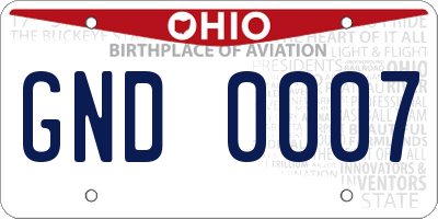 OH license plate GND0007