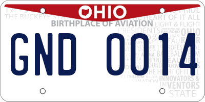 OH license plate GND0014
