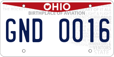 OH license plate GND0016
