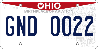 OH license plate GND0022