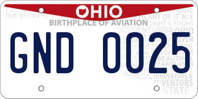 OH license plate GND0025