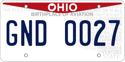 OH license plate GND0027